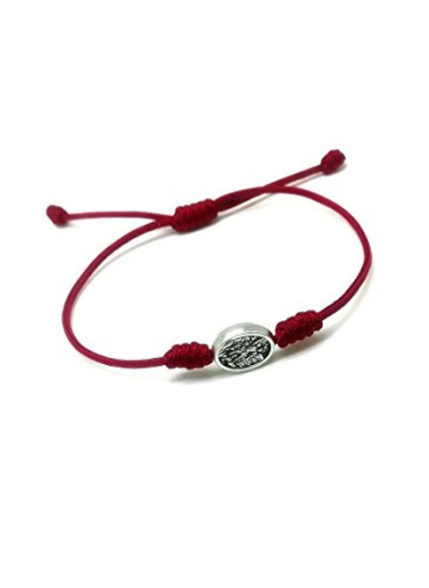 St Michael simple bracelet  patron saint medal  mens womens catholic adjustable cord bracelet  Red