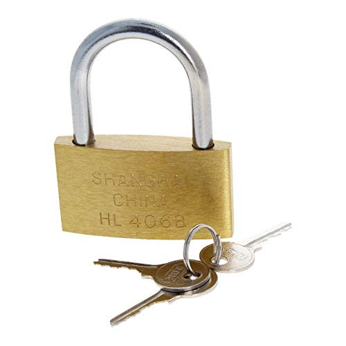 MroMax Brass Padlock  Keyed Alike  60mm Wide Brushed Finish Short Harden Shackle  Waterproof Rust-Proof Door Lock Short Beam Lock for Drawer  Gym  Cabinet  Warehouse  2Pcs