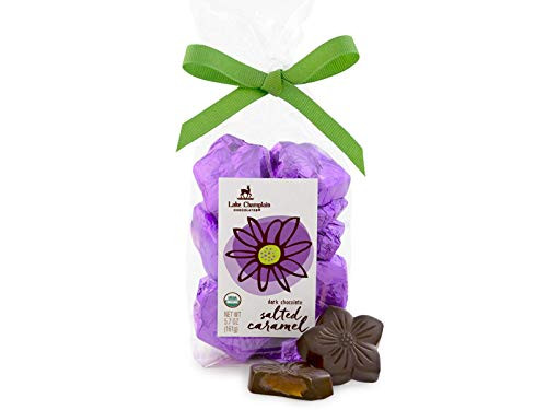 Lake Champlain Salted Caramel Filled Organic Dark Chocolate Flowers  14 Pieces  5.7 Ounces