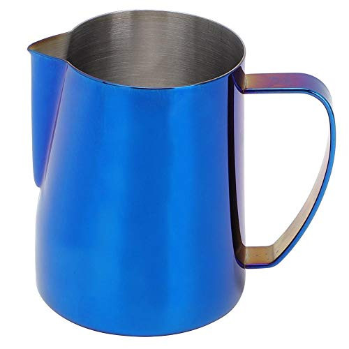 Milk Frothing Pitcher 20 OZ  Stainless Steel Milk Frother Cup Coffee Espresso Steaming Pitcher Jug for Latte Art Cappuccino Blue