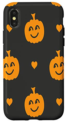 iPhone X XS Cute Pumpkin Orange Black Pattern Halloween Themed Case