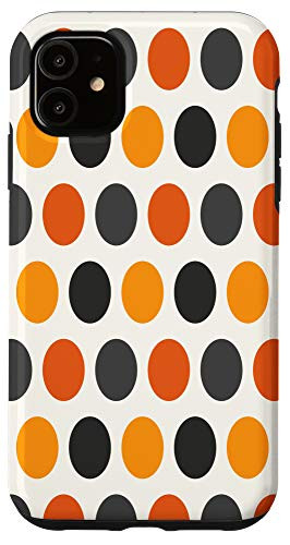 iPhone 11 Gold Orange Black Polka Dot Pattern Halloween Themed Case