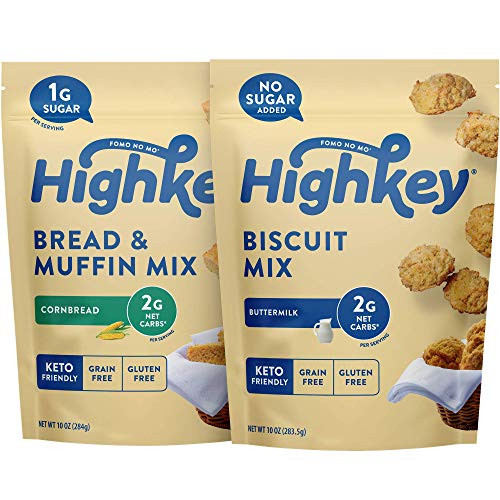 HighKey Snacks - Gluten Free Biscuits and Grain Free Cornbread Muffins - Paleo Diabetic and Keto Friendly Almond Flour Breads - Low Carb Cornbread and Buttermilk Biscuit Mixes - 2 Pack Keto Bread Mix Bundle HighKey Snacks - Gluten Free Biscuits and Grain Free Cornbread Muffins - Paleo Diabetic and Keto Friendly Almond Flour Breads - Low Carb Cornbread and Buttermilk Biscuit Mixes - 2 Pack Keto Bread Mix Bundle