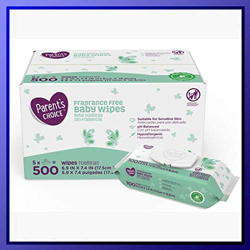 Parent's Choice Fragrance Free Baby Wipes  500 count  5 packs of 100