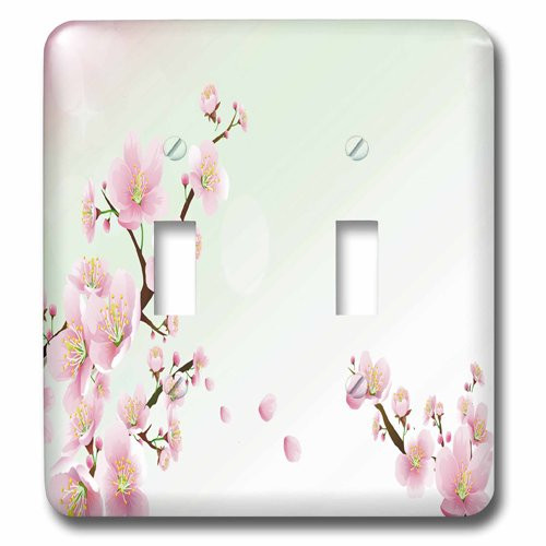 3dRose lsp_222425_2 Two Pretty Sprigs Of Cherry Blossoms Double Toggle Switch