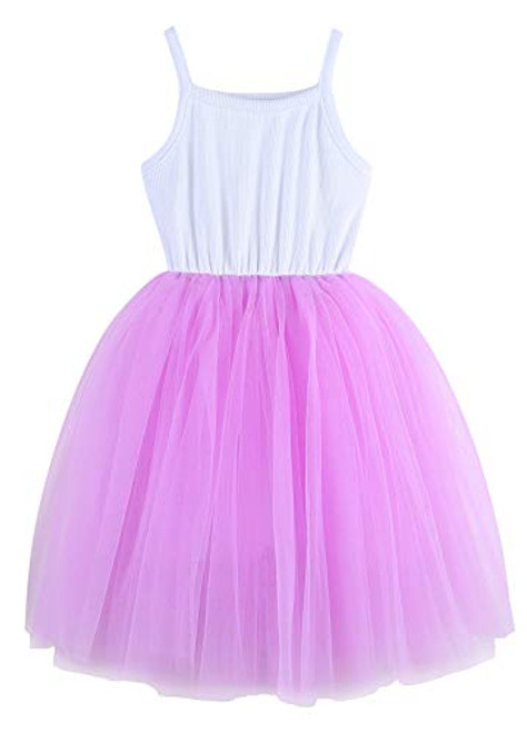 BTGIXSF Baby Girls Tutu Dress Toddler Sleeveless Dresses Infant Tulle Sundress 580 Purple 4T