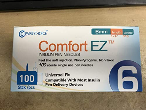 Clever Choice Comfort EZTM Insulin Pen Needles 31G 6mm  1 4 Inch  - 100 Count