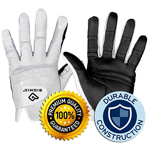 New Improved 2X Long Lasting Bionic RelaxGrip Golf Glove with Patented Double-Row Finger Grip System  Men's Medium  Worn on Right Hand