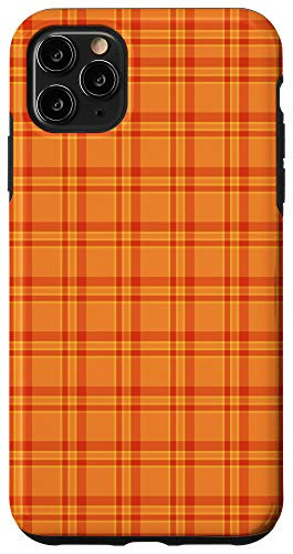 iPhone 11 Pro Max Orange Plaid Halloween Pumpkin Autumn Fall Thanksgiving Gift Case