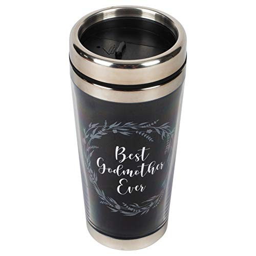 Best Godmother Ever Black 16 Ounce Stainless Steel Travel Mug Tumbler With Lid