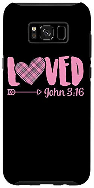 Galaxy S8Plus Loved John 3 16 Pink Plaid Heart Christian Bible Verse Love Case Galaxy S8Plus Loved John 3 16 Pink Plaid Heart Christian Bible Verse Love Case