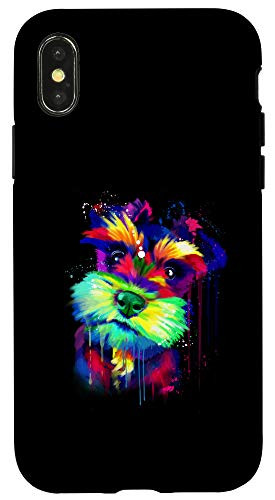 iPhone X XS Colorful Schnauzer Dog Owner Paint Lover Painting Gift Case