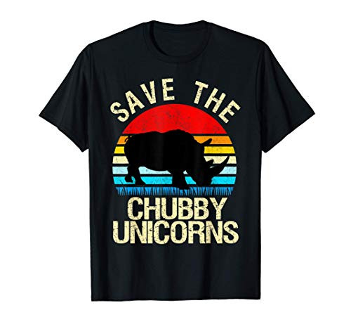 Save The Chubby Unicorns Vintage Funny Rhino T-Shirt