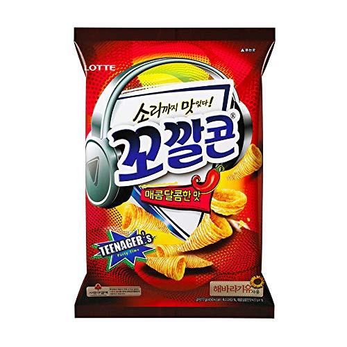 Korean Lotte Popping Corn Chips  Sweet and Spicy-Black-144g