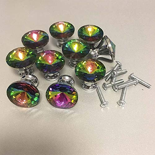 10pcs 30mm Cabinet Knob Bling Purple Crystal Modern Handle Door Drawer Pull Wardrobe