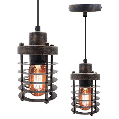 Metal Cage Pendant Lighting Fixture  E26 E27 Adjustable Industrial Modern Ceiling Hanging Lamp  Vintage Pendant Light for Kitchen Island Living Room Farmhouse Cafe  Bulb Not Included   Brown Metal Cage Pendant Lighting Fixture  E26 E27 Adjustable Industrial Modern Ceiling Hanging Lamp  Vintage Pendant Light for Kitchen Island Living Room Farmhouse Cafe  Bulb Not Included   Brown