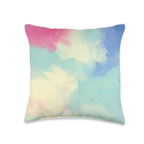 YO Design Gift Abstract Pattern Colorful Pastel-Blue Purple Throw Pillow  16x16  Multicolor