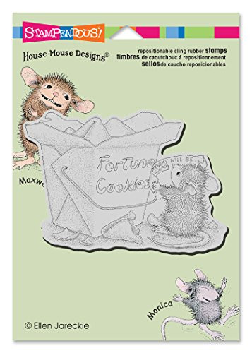 STAMPENDOUS HMCP43 Good Fortune House Mouse Cling Stamp, 4.5" by 5.5", Grey