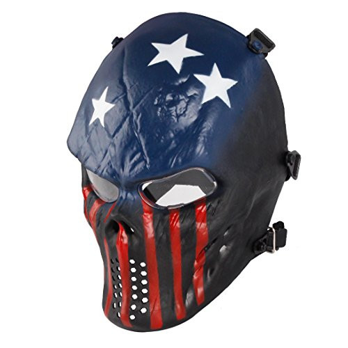 Anyoupin Paintball Mask  Skull Skeleton Full Face Airsoft Mask with Clear Lens Army Fans Supplies M06 Tactical Mask for Halloween Paintball BB Gun CS Game Cosplay and Masquerade Party  Captain