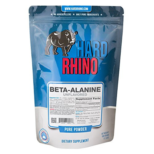 Hard Rhino Beta-Alanine Powder  500 Grams  1.1 Lbs   Unflavored  Lab-Tested  Scoop Included