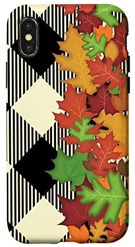 iPhone X XS Black Orange Buffalo Plaid Thanksgiving Fall Autumn Pumpkin Case