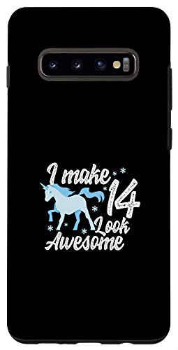 Galaxy S10Plus 14th birthday girl awesome cute unicorn gift 14 years old Case