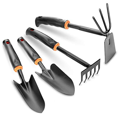 ZOBAYOP Garden Tools Set Gardening Hand Kit Spade Shovel Trowel Rakes for Cultivator Planting 4 Pack