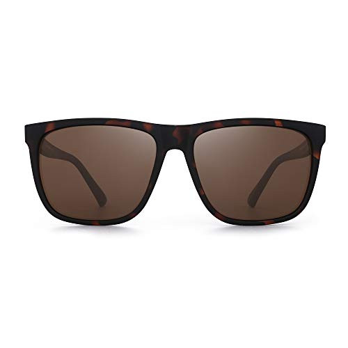 GLINDAR Retro Polarized Sunglasses for Men Women Vintage Square Mirror Glasses UV400 Tortoise Frame Brown Lens