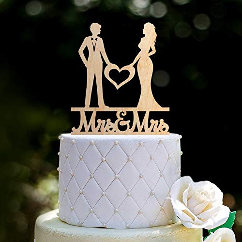 Wooden Mrs And Mrs Wedding Cake Topper Heart Mrs Mrs Cake Topper Heart Mrs And Mrs Heart Topper Wedding Lesbian Cake Topper