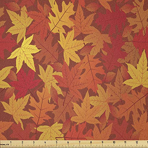 Ambesonne Orange Fabric by The Yard  Colorful Autumn Fall Season Maple Leaves in Unusual Designs Nature Print  Stretch Knit Fabric for Clothing Sewing and Arts Crafts  1 Yard  Burnt Orange
