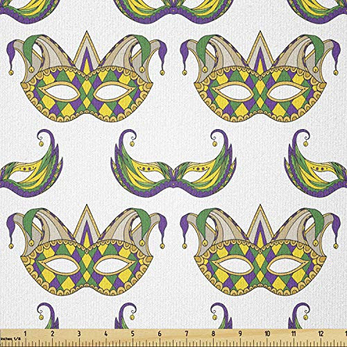 Ambesonne Mardi Gras Fabric by The Yard  Pattern withs Traditional Carnival Celebration Costume  Stretch Knit Fabric for Clothing Sewing and Arts Crafts  1 Yard  Purple Yellow Ambesonne Mardi Gras Fabric by The Yard  Pattern withs Traditional Carnival Celebration Costume  Stretch Knit Fabric for Clothing Sewing and Arts Crafts  1 Yard  Purple Yellow