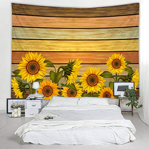 Fabric Tapestry Decor Wall Art Tapestries Bedroom Hall Dorm Living Room Hanging Bedding 79 x 59 inches Paint Wooden Board Sunflower Print