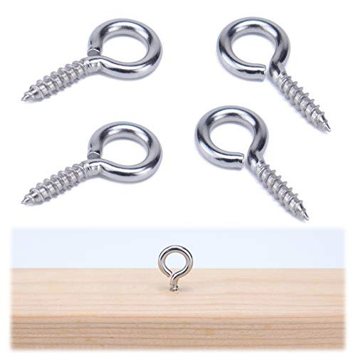 Muzata 316 Stainless Steel Eye Shape Screws  Heavy Duty Screw Eyes for Metal Hook  Wood Terminal Ring Eyelet Hooks  Hammock Stand  Self Tapping Screws  M3 Eye Bolt 100 Pack  CN21 HN2