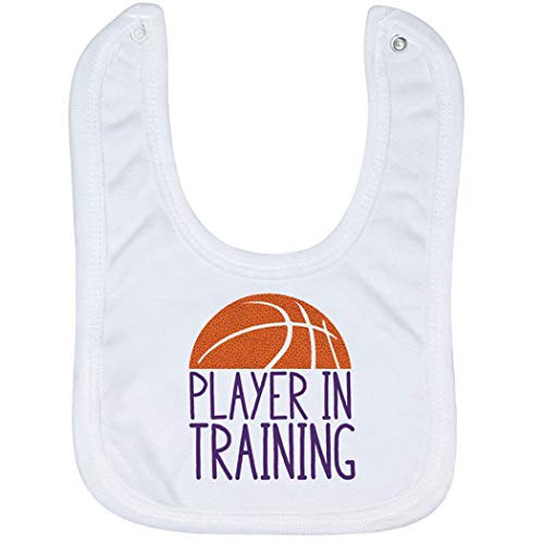Basketball Baby  and  Infant Bib  Player in Training  Soft Microfiber Bib  Purple
