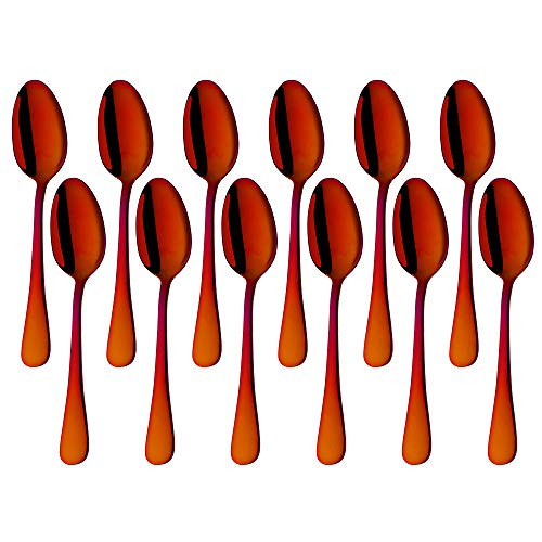 Orange Red Teaspoons  MINGYU 12 Pcs 6.5-inch Heavy Duty Series Small Spoons Stainless Steel Flatware Set for Daily use Restaurant Hotel  Dishwasher safe