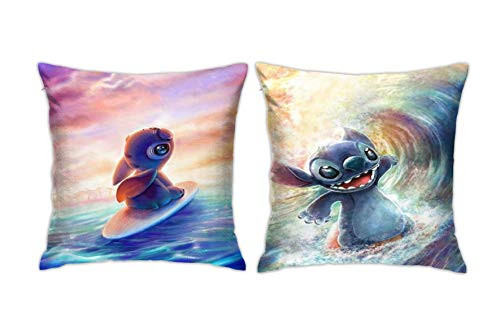 Aisuwer 2 Pcs st-it-ch Surfing Squad Reversible Standard Pillow Case 18"x18"