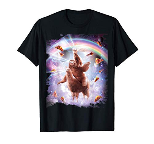 Laser Eyes Space Cat Riding Sloth Llama - Rainbow T-Shirt Laser Eyes Space Cat Riding Sloth Llama - Rainbow T-Shirt