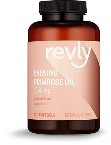Amazon Brand - Revly Cold-pressed Evening Primrose Oil  1250 mg  120 Softgels  4 Month Supply  Satisfaction Guaranteed