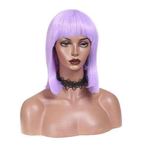 purple wig with bangs synthetic hair short bob straight hair shoulder wig with bangs Heat Resistant Wig for women purple wig with bangs synthetic hair short bob straight hair shoulder wig with bangs Heat Resistant Wig for women