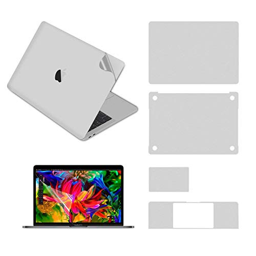 Pwkutn 5-in-1 Notebook Computer Full Body Protective Skin Decals Stickers for MacBook Pro 13 with Touch Bar  A2289  and  A2338 2020 Release  Silver