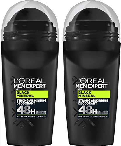 L'OReAL Men Expert - Deodorant Roll-On BLACK MINERAL 48h - 2 x 50 ml  Germany