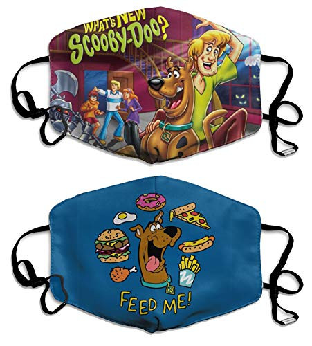 2pcs Scooby Doo With Filter Face Cover Reusable Bandana Washable Scarf For Men Women Teens Adults