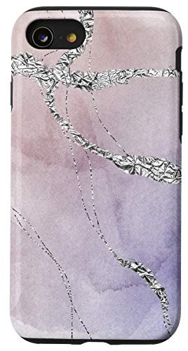 iPhone SE  2020    7   8 Abstract Purple Silver Watercolor Paint Cute Modern Phone Case