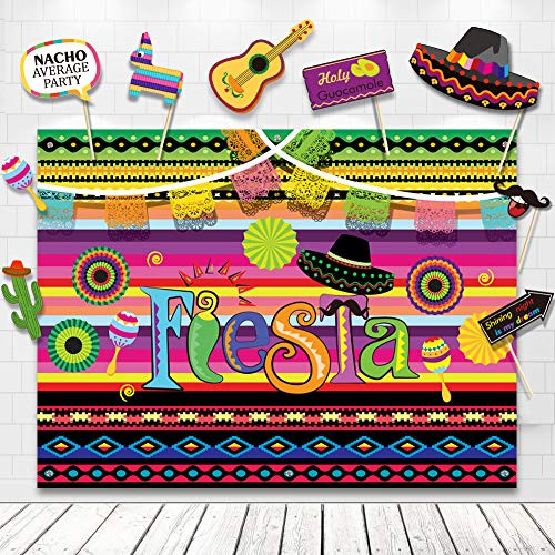 Fiesta Theme Photography Backdrop Mexican Themed Dress-up Photobooth for Summer Fiesta Luau Theme Cinco De Mayo Birthday Pool Party Supplies Decorations