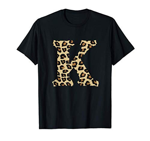 Leopard Cheetah Print Letter K Initial Rustic Monogram Gift T-Shirt
