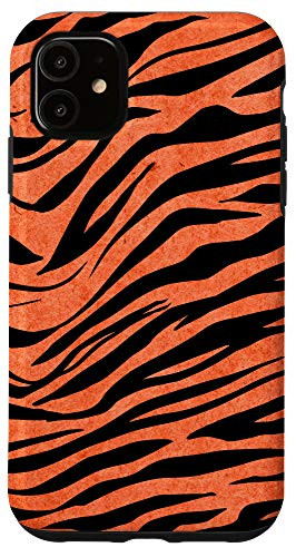 iPhone 11 Tiger Print Exotic Bold Animal Pattern Black and Orange Case