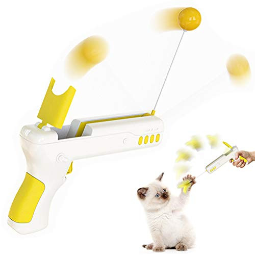 WANXIANG Cat Funny Interactive Toy Gun Cat Ball and Cat Feather Switch Indoor Cat Toy Funny Cat Stick Cat Teaser Toy Cat Feather Toys