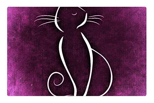 LESGAULEST Doormat Floor Rug Mat  23.6 x 15.7 inch  - Cat Drawing Animal Image Funny Figure Red