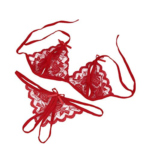 Sexy Lingerie for Women Two Pieces Sexy Lingerie Set Bra and Panty Sleepwear Set Lace Babydoll Red Sexy Lingerie for Women Two Pieces Sexy Lingerie Set Bra and Panty Sleepwear Set Lace Babydoll Red