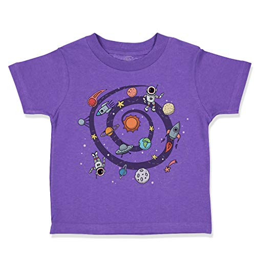 Custom Toddler T-Shirt Space Ship Rocket Style B Cotton Boy  and  Girl Clothes Funny Graphic Tee Purple Design Only 4T